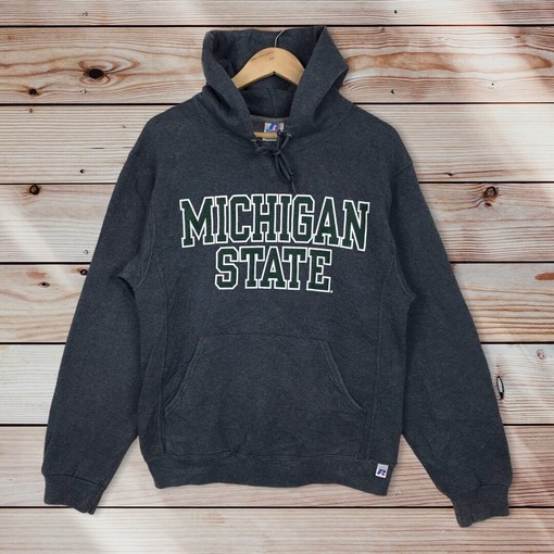 Vintage 90s University of Michigan State Pullover Hoodie and Sweater - Unisex Clothing and NCAA Shirts for Men and Women
