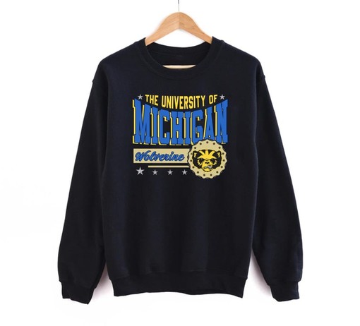Vintage 90s University of Michigan Wolverine Sweatshirt Hoodie Shirt, Retro U of M Apparel Gift