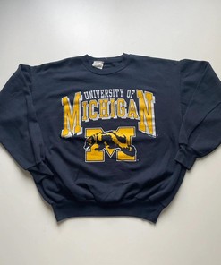Vintage 90s University of Michigan Wolverines NCAA Hoodie, Sweatshirt, and Crewneck Sweatshirt - Full Size