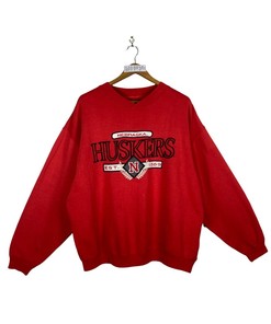 Vintage 90's University of Nebraska Huskers Football Print Sweatshirt, NCAA Gist Fans Apparel