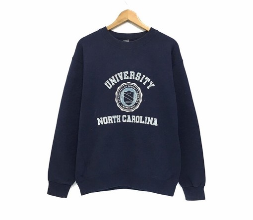 Vintage 90s University of North Carolina Crewneck Sweatshirt with Big Logo Spell Out, NCAA Apparel for Fans