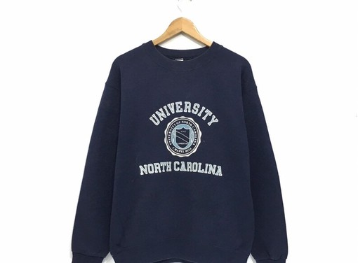 Vintage 90s University of North Carolina Crewneck Sweatshirt with Big Logo Spell Out, NCAA Apparel for Fans - Image 2