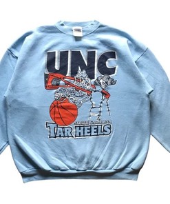 Vintage 90s University of North Carolina Tar Heels Crewneck Sweatshirt, NCAA Apparel for Carolina Fans