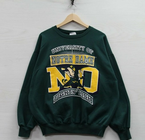 Vintage 90s University of Notre Dame Fighting Irish Sweatshirt Crewneck, Hoodie