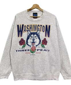 Vintage 90s University of Washington Huskies Rose Bowl Big Logo Sweatshirt, NCAA Shirts for Men
