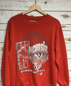 Vintage 90s Wisconsin Badgers Basketball and Football Sweatshirt - NCAA Gear for Fans