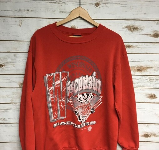 Vintage 90s Wisconsin Badgers Basketball and Football Sweatshirt - NCAA Gear for Fans