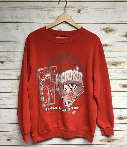 Vintage 90s Wisconsin Badgers Basketball and Football Sweatshirt - NCAA Gear for Fans - Image 2