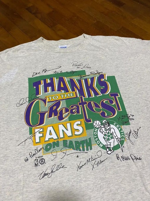 Vintage 94 Boston Celtics Thanks To The Greatest Fans On Earth Apparel for BNA Fans - Basketball Tee