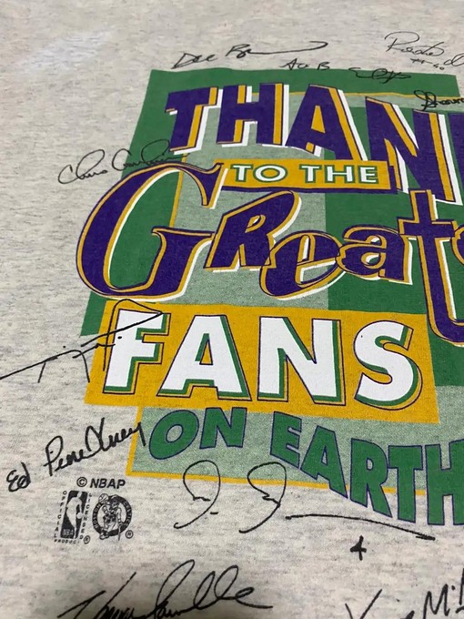 Vintage 94 Boston Celtics Thanks To The Greatest Fans On Earth Apparel for BNA Fans - Basketball Tee - Image 2