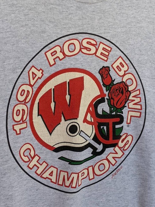 Vintage 94 Wisconsin Badger Rose Bowl Champions Sweatshirt Hoodie Shirt for Fans - Image 2