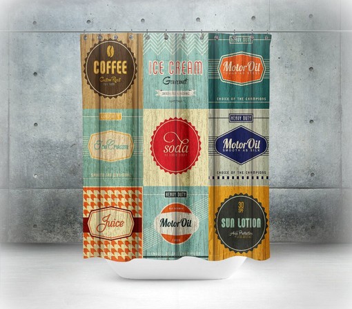 Vintage Advertising Shower Curtain Set - Rustic Bath Decor with Nostalgic Touches - Image 2