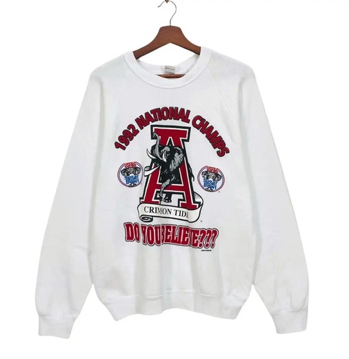 Vintage Alabama Crimson Tide 1992 National Champs Football Game Day Sweatshirt Hoodie T-Shirt - Retro NCAA Shirts