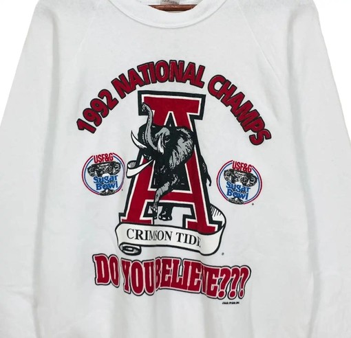 Vintage Alabama Crimson Tide 1992 National Champs Football Game Day Sweatshirt Hoodie T-Shirt - Retro NCAA Shirts - Image 2