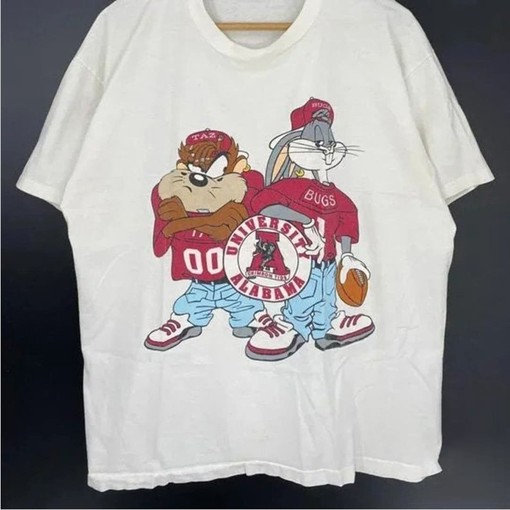 Vintage Alabama Crimson Tide Looney Tunes Shirt, Unisex College Apparel - Retro NCAA Shirts