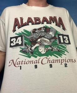 Vintage Alabama National Champions 34-13 Sweatshirt Hoodie, T-Shirt, Full Size Gifts for Fans - NCAA Shirts for Men