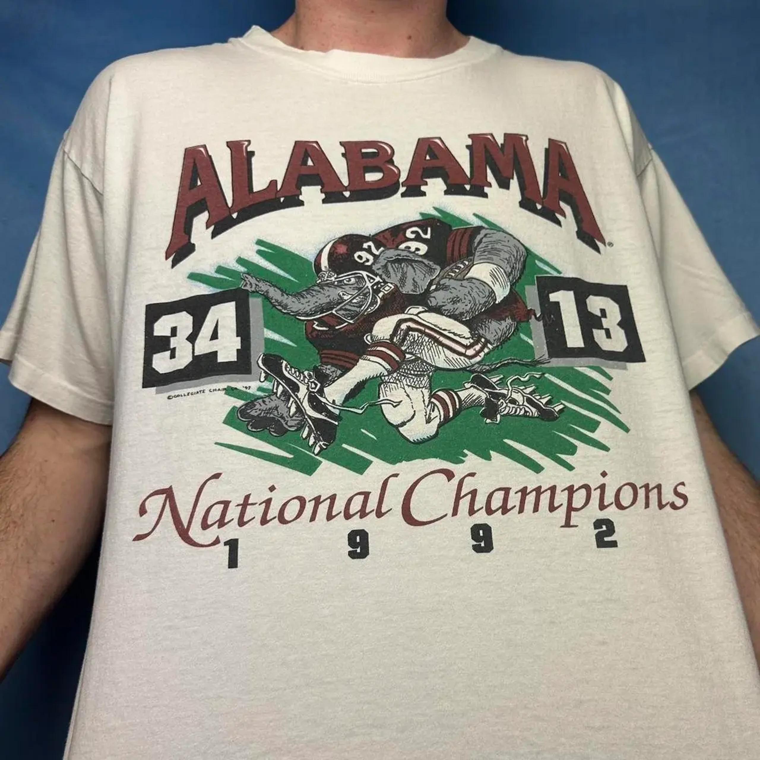 Vintage Alabama National Champions 34-13 Sweatshirt Hoodie, T-Shirt, Full Size Gifts for Fans - NCAA Shirts for Men