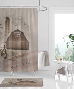 Vintage American Farm Shower Curtain with Quotes for Patriotic Bathroom Decor
