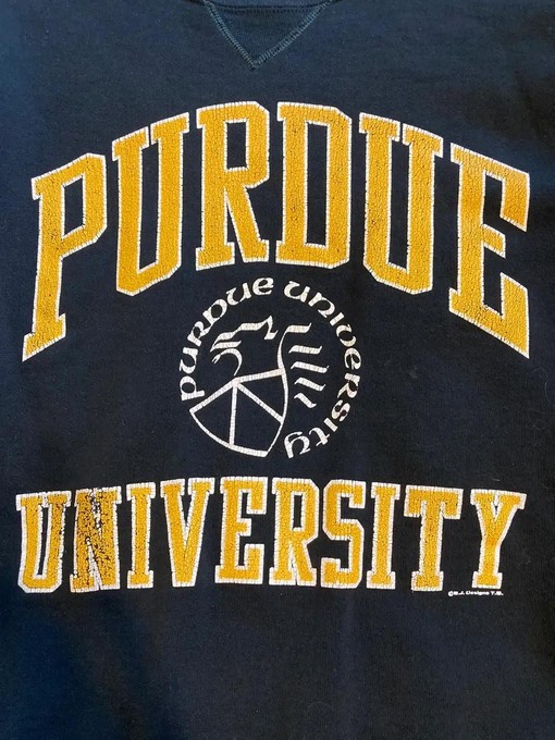 Vintage American University Sweatshirt with Russel 1990S Perdue Og Yellow Lettering, Perfect Gift for NCAA Fans