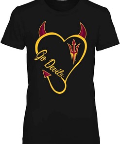 Vintage Arizona State Sun Devils Shirt - Devils Heart Slogan Sweatshirt NCAA T-Shirt