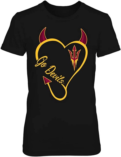 Vintage Arizona State Sun Devils Shirt - Devils Heart Slogan Sweatshirt NCAA T-Shirt