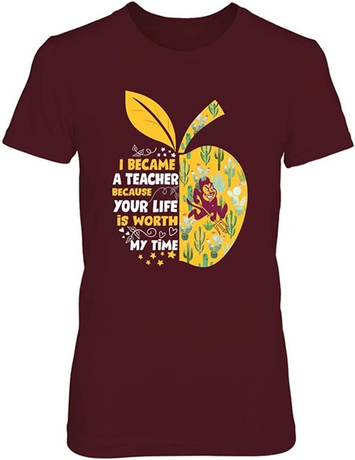 Vintage Arizona State Sun Devils T-Shirt - Teacher Becomes a Cactus Pattern NCAA Tee