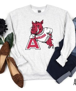 Vintage Arkansas Razorback Sweatshirt - Football Sweater, Crewneck, Woo Pig Shirt, NCAA Shirts for Men