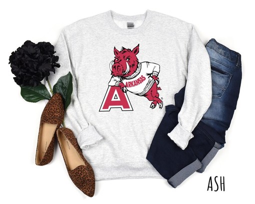 Vintage Arkansas Razorback Sweatshirt - Football Sweater, Crewneck, Woo Pig Shirt, NCAA Shirts for Men