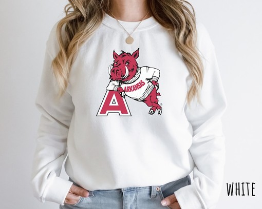 Vintage Arkansas Razorback Sweatshirt - Football Sweater, Crewneck, Woo Pig Shirt, NCAA Shirts for Men - Image 4
