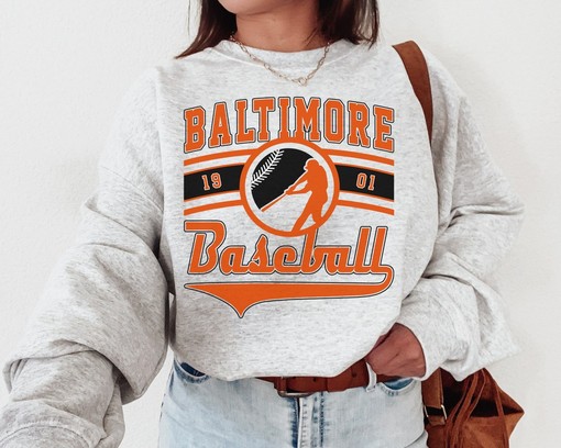 Vintage Baltimore Oriole Est 1901 Sweatshirt, Baltimore Baseball Shirt, Retro Oriole Shirt with College Shirts