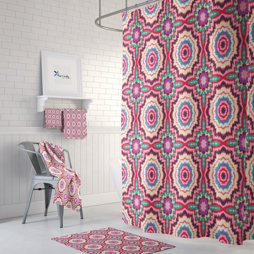 Vintage Bathroom Shower Curtains Boho Ikat Shower Curtain