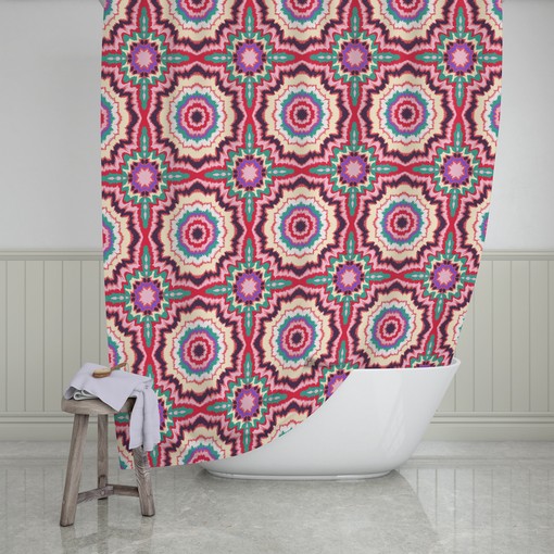Vintage Bathroom Shower Curtains Boho Ikat Shower Curtain - Image 2