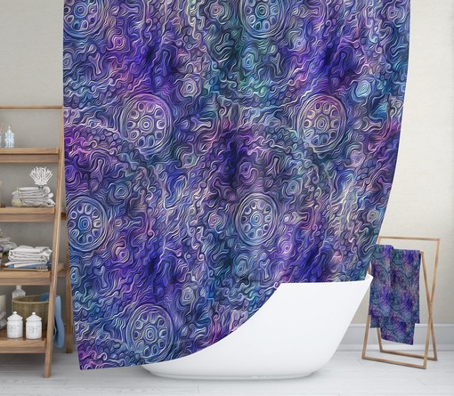 Vintage Bathroom Shower Curtains Boho Shower Curtain in Purple Pastel