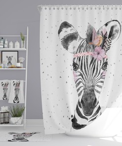 Vintage Bathroom Shower Curtains Boho Zebra Shower Curtain with Bath Set Options
