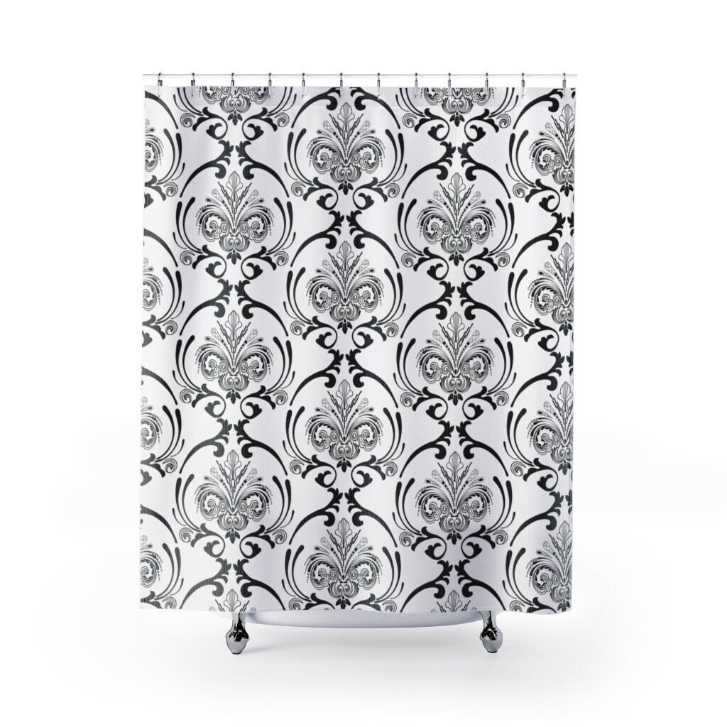 Vintage Black and White Shower Curtain - Vintage Farmhouse Charm for Bathroom Decor