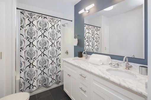 Vintage Black and White Shower Curtain - Vintage Farmhouse Charm for Bathroom Decor - Image 2