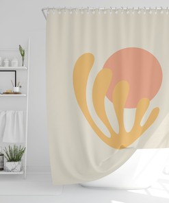 Vintage Boho Shower Curtain with Abstract Patterns - Eco-Friendly and Water-Resistant with Hooks Included