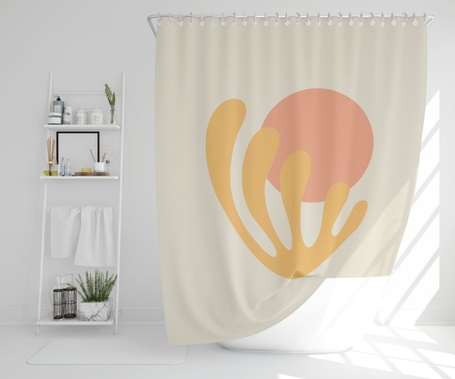 Vintage Boho Shower Curtain with Abstract Patterns - Eco-Friendly and Water-Resistant with Hooks Included
