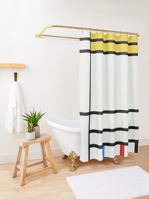 Vintage Boho Shower Curtain with Abstract Sun Design - Mid-Century and Eco-Friendly Material with Hooks Included - Image 2