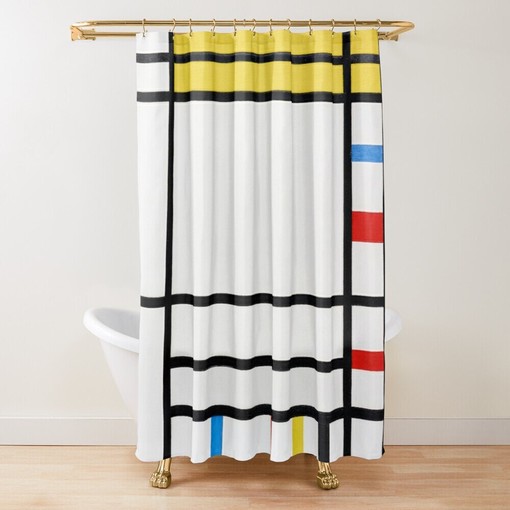 Vintage Boho Shower Curtain with Abstract Sun Design - Mid-Century and Eco-Friendly Material with Hooks Included - Image 3