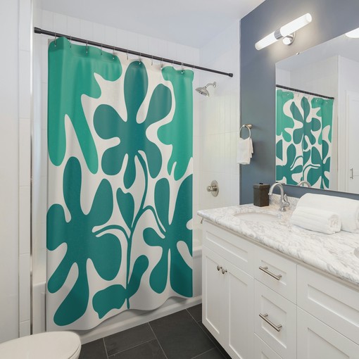 Vintage Boho Shower Curtain with Henri Matisse Flower Print