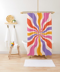 Vintage Boho Sun Disney Shower Curtain - Abstract Pattern and Eco-Friendly Material with Hooks Included