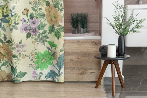 Vintage Botanical Shower Curtain, Retro Tub Backsplash - Image 4