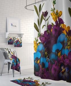 Vintage Bouquet Floral Shower Curtain Set in Different Sizes - Vintage and Elegant Bathroom Decor