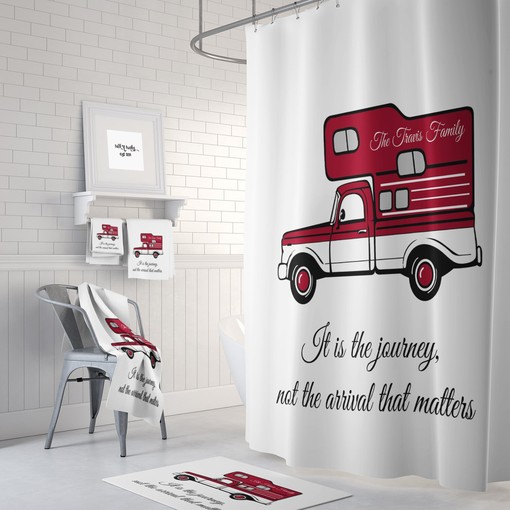 Vintage Camper Shower Curtain with Custom Bath Accessories - Bring a Touch of Nostalgia to Your Bathroom