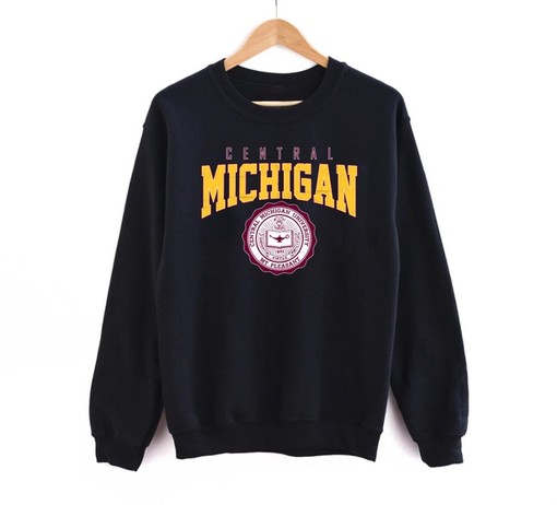 Vintage Central Michigan University CMU Sweatshirt Hoodie Shirt, Retro CMU Apparel Gift with Mens Sport Shirts - Image 3