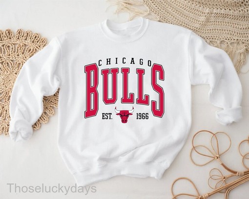 Vintage Chicago Bulls Sweatshirt Hoodie - Retro Basketball Design - Image 2