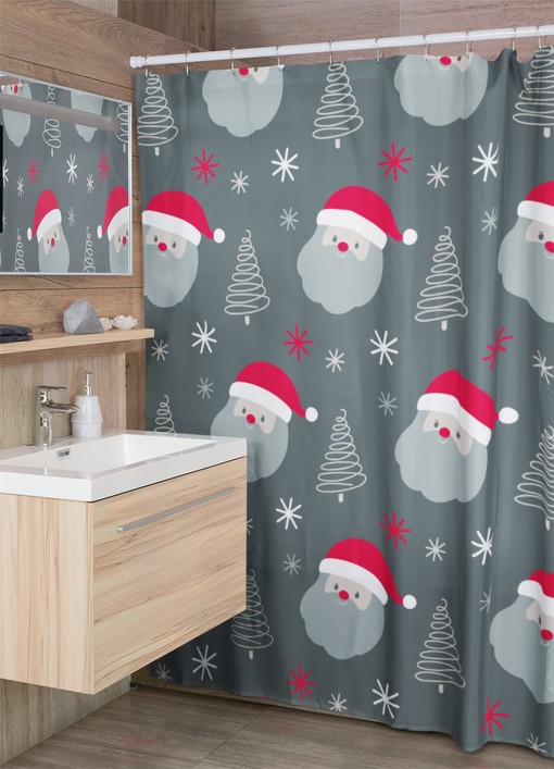Vintage Christmas Shower Curtain, Festive Bathroom Decoration - Image 2