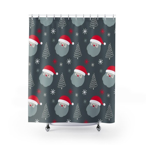 Vintage Christmas Shower Curtain, Festive Bathroom Decoration - Image 3