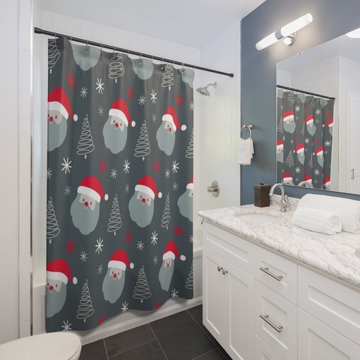 Vintage Christmas Shower Curtain, Festive Bathroom Decoration - Image 4